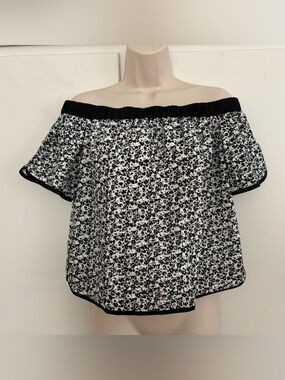 Flawless Black & White print Size Small Rag & Bone Flavia Off The Shoulder Top